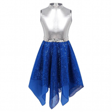 Kids Girls Sequins Hollow Back Ballet Dance Tutu Dress Glitter Modern Latin Jazz Dancewear Lyrical Stage Performance Costume