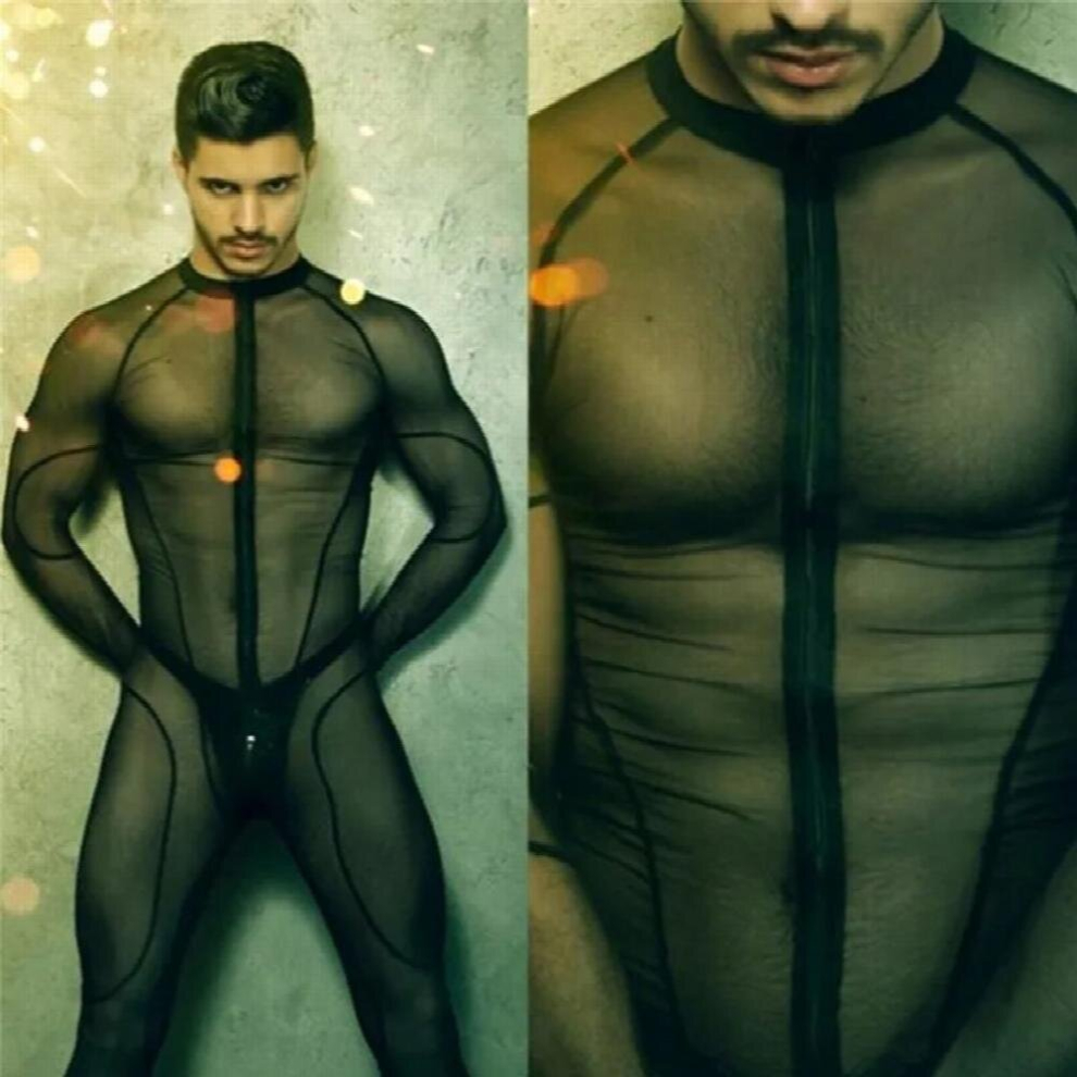 Multicoloured Man Mesh Catsuit Teddy Bodysuit Transparent Erotic Lingerie Bodysuits Body Wear One Piece Jumpsuit Sexy Lingerie Bodysuit