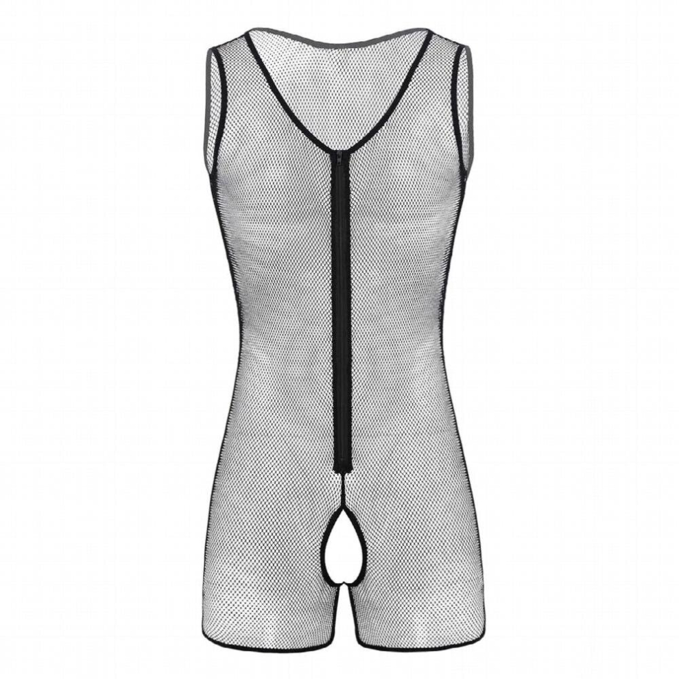 Multicoloured Mens Sexy See Through Sheer Fishnet Lingerie Bodysuit Sexy Men Sleeveless Crotchless Tank Leotard Bodysuit Jumpsuit Underwear