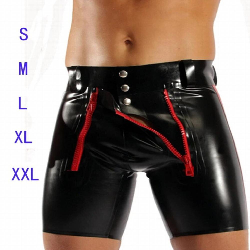 Black Sexy Men Wild Pvc Faux Leather Panties Zipper Open Short Boxer Wetlook Clubwear Jockstrap Fetish Gay Wear Erotic Lingerie Fx1029