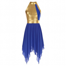 Womens Lyrical Dance Performance Dress Sleeveless Ballet Gymnastics Leotard Dress Dancewear Modern Ballroom Stage Costume
