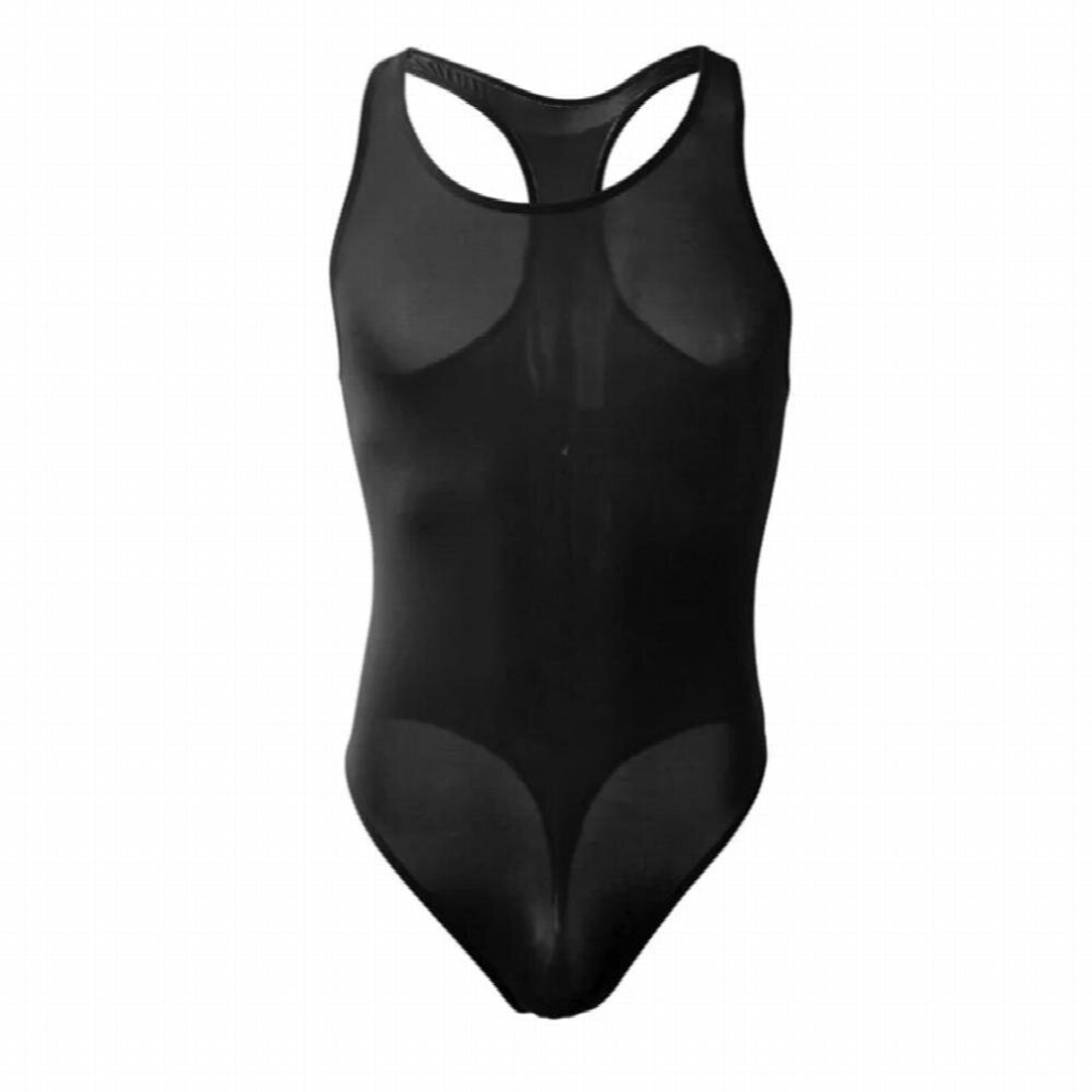 Black Mens Sexy Lingerie Boxer Panties G-String Thong Leotard Bodysuit Underwear