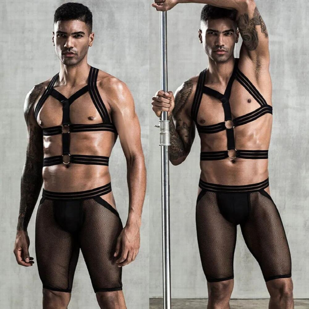 Multicoloured Sexy Lingerie Mens Harness Bodysuit Underwear Hollow Out Bondage Erotic Catsuit Lingerie Porno Costumes Sexy Underwear