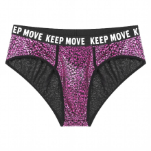 Mens Metallic Leopard Low Rise Briefs Dance Performance Letter Print Sexy Elastic Waistband Bulge Pouch Underpants