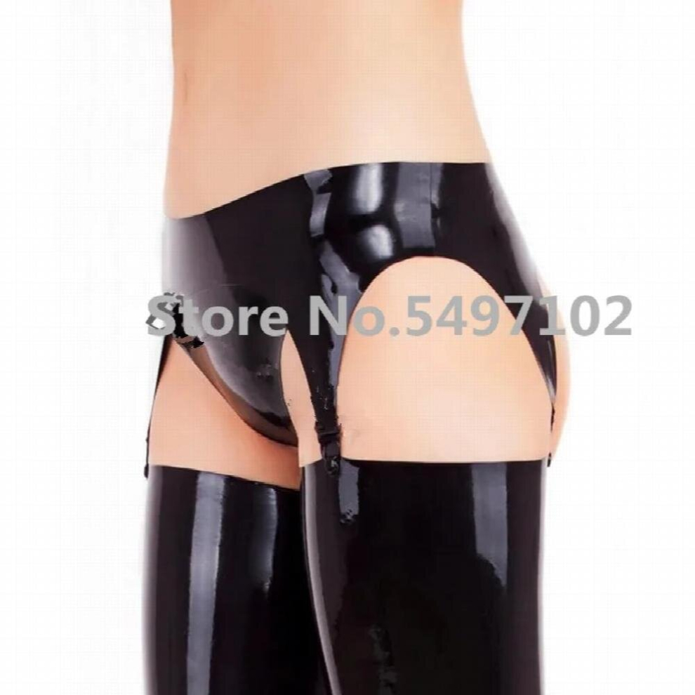 Black Latex Garter Belt For Stockings Bdsm Bondage Latex Rubber Garter Suspender Belt With Clips No Stockings