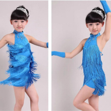 kids child girls latin Dress Baby Girl tassel fringe for latin dress kids ballroom dancewear competition dresses
