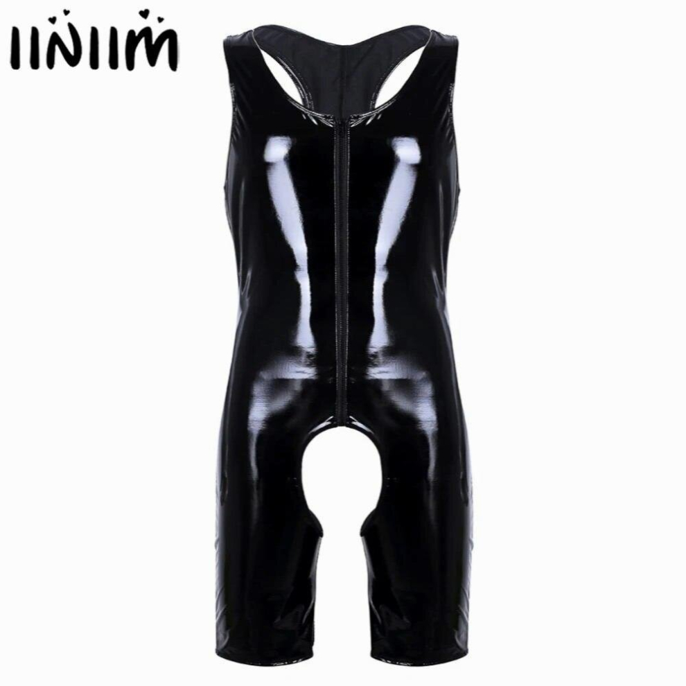 Multicoloured Mens Lingerie Latex Teddies Catsuit Gay Patent Leather Sexy Bodysuit Wetlook With Zipper Sissy Crotchless Cut Out Body Stocking