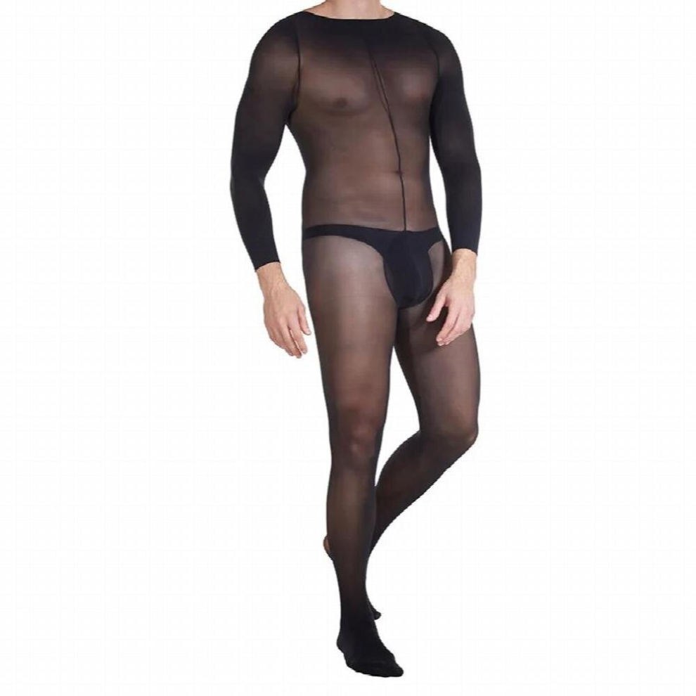 Gay Mens Sexy Bodysuit Open Jumpsuit Smooth Sheath pantyhose Lingerie Stocking Socks
