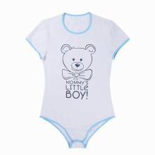 Mens One Piece Adult Baby & Diaper Lover Lingerie Short Sleeves Crotch Front Printed Sissy Gay Male Bodysuit Romper Pajamas