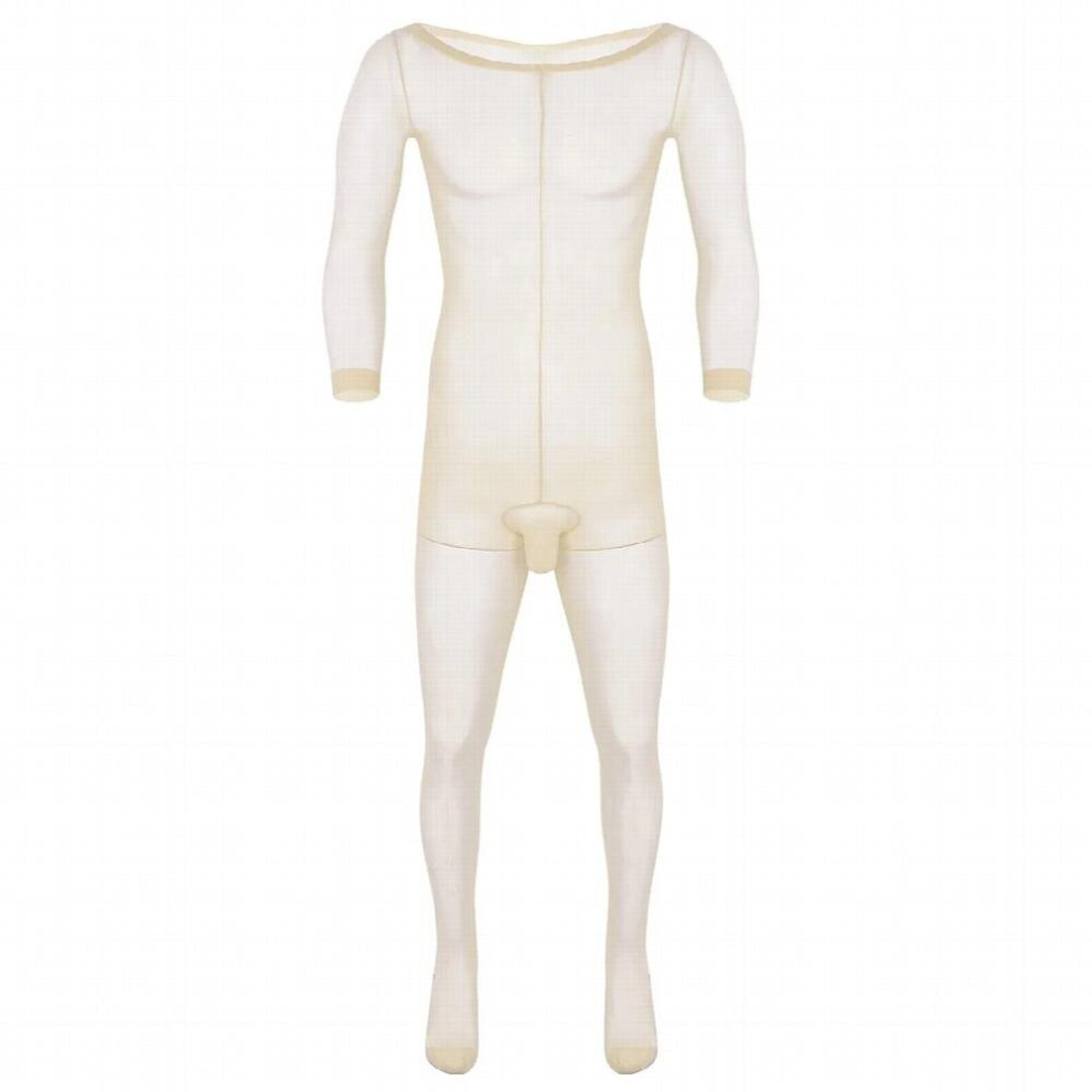 Sexy Men Full Body stockings Transparent Bodysuit Pantyhose Closed Sheath Long Sleeve Tight Stocking Erotic Lingerie