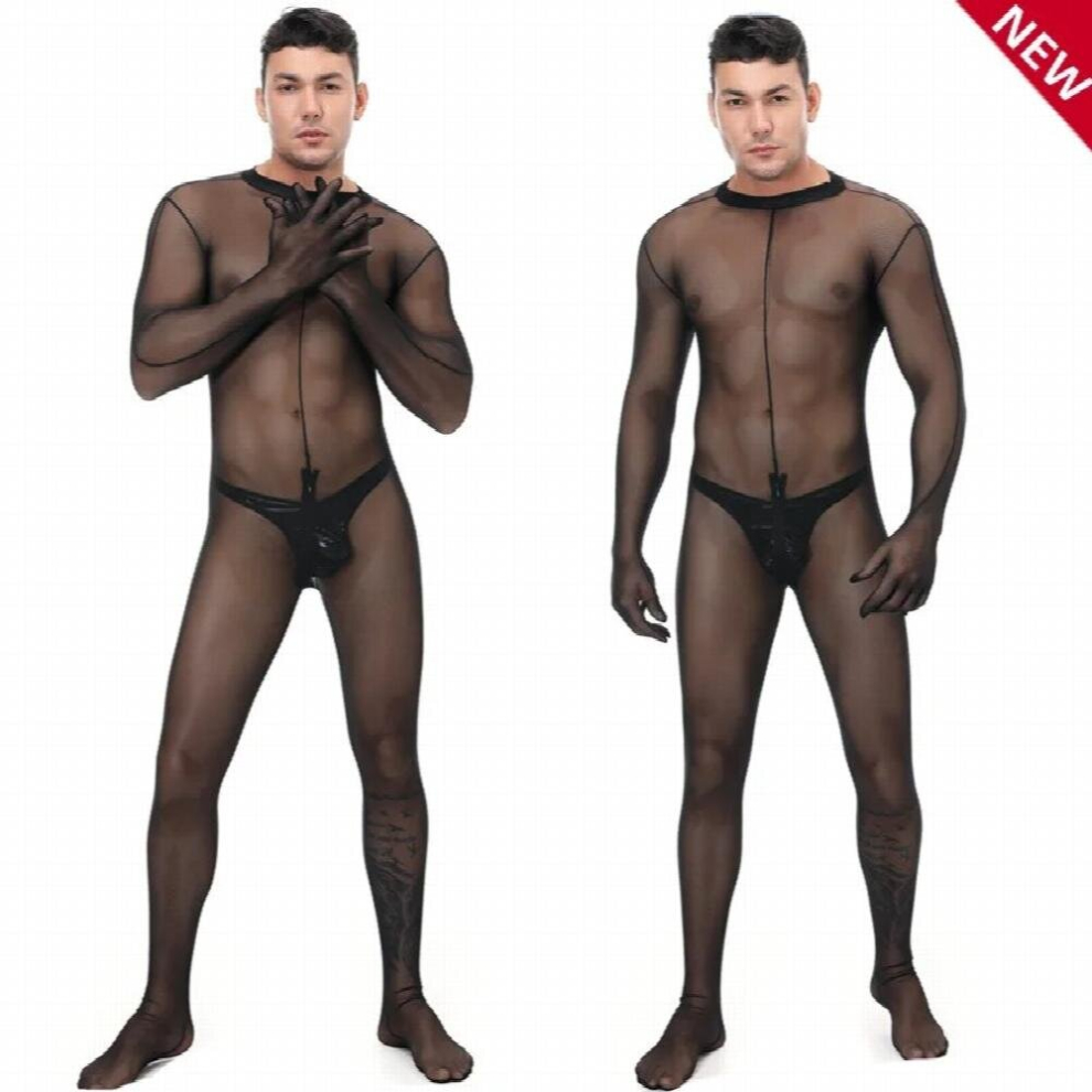 Multicoloured Man See Through Bodysuit Gay Sexy Fishnet Lingerie Erotic Transparent Clubwear Lingerie Fetish Thin Stocking Sissy Bdsm Jumpsuit