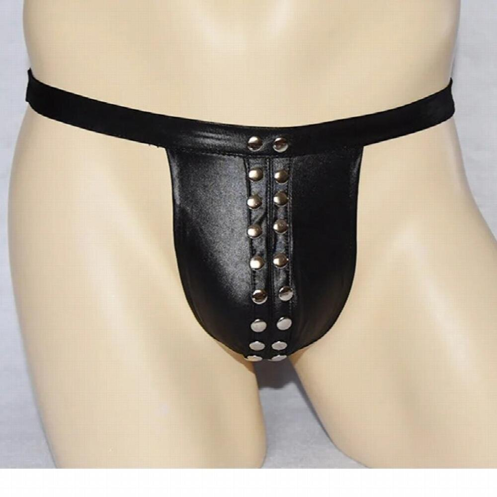 Multicoloured Sexy Men Male Leather Underwear Briefs G-String Panties Exotic Rivet Pu Thong Lingerie