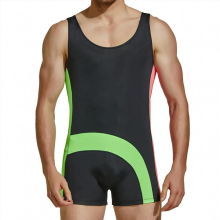 Quickly Dry Men Sports Jumpsuit Sportswear Sleeveless Colorblock Patchwork Stretchy Short Gymnastics Bodysuit Fitness Unitards