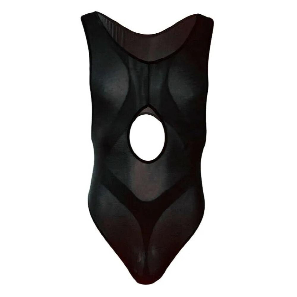 Black Mens Sexy Underwear Bodysuit Thong Sexy Male Fork Mankini Jumpsuit Vest Zjh494