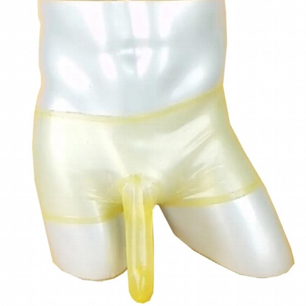 Sexy Men Clear Transparent Latex Rubber XXXL Boxer Briefs with Sheath Condom Underwear RPM036