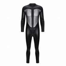 Mens Jumpsuits Faux Leather Mesh Patchwork Bodysuit Wetlook Lingerie Backless See Through Nightclub Stage Rompers One-piece 3XL