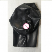 Natural Latex Man Mask Hood with Mouth Gags Cosplay Costumes Fetish Cosplay Mask Back Zipper Club Wear
