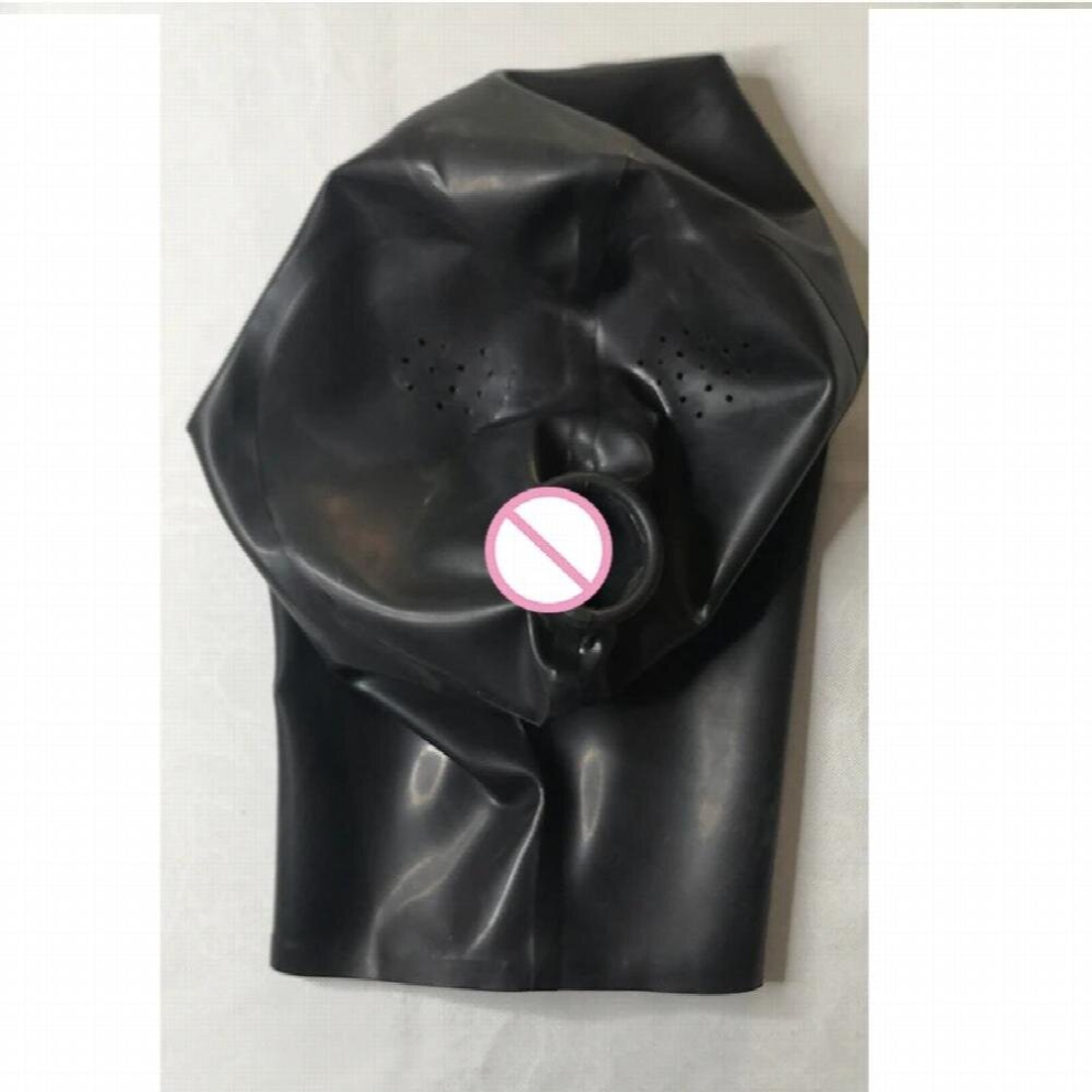 Natural Latex Man Mask Hood with Mouth Gags Cosplay Costumes Fetish Cosplay Mask Back Zipper Club Wear