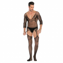 Sexy Man Or Women Lingerie Open Hollow Stockings Garter Belt Fishnet Tights Transparent Pantyhose Long Stocking