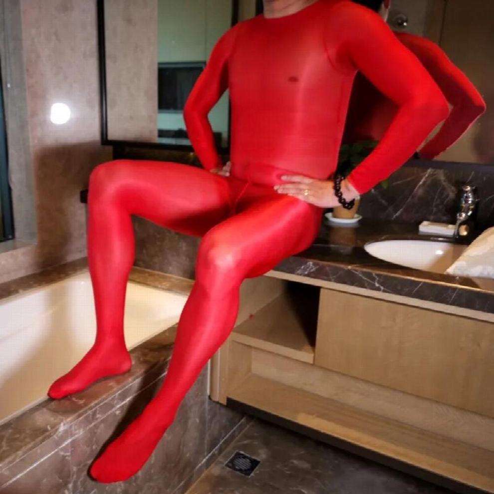 Unisex Sexy 70D Shaping Penis Sheath Close Open Crotch Bodysuit Nylons Transparent Tights Bodystocking Erotic Lingerie Jumpsuits