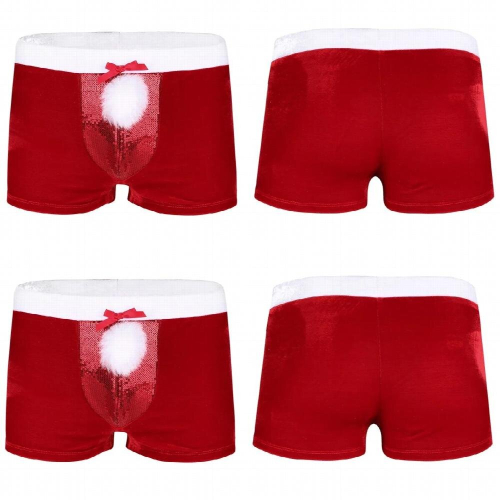 Red Mens Erotic Lingerie Christmas Underwear for Velvet Holiday