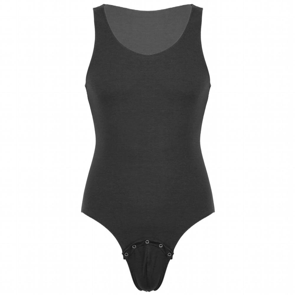 Gay Mens Lingerie Bodysuit Shirts Deep U Neck Diaper Romper Pajamas Press Button at Crotch Vest Shirt Sportswear Bodysuit