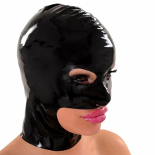 High Elasticity Latex Fetish Hood Mask Cosplay Open Eyes Mouth with Back Zip