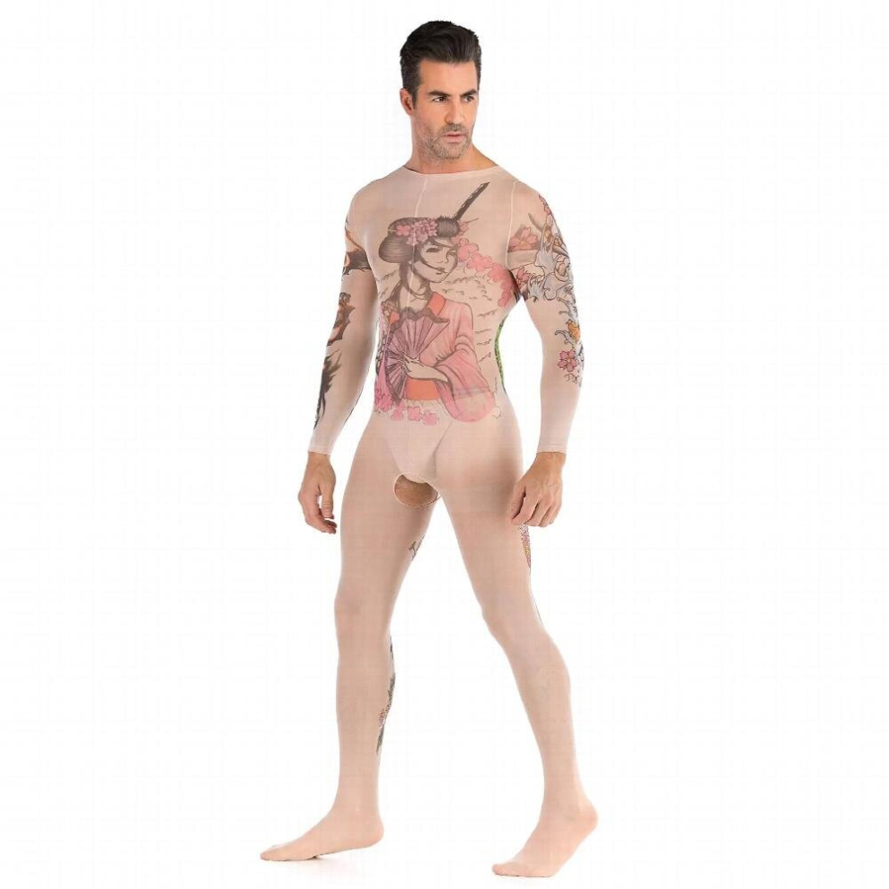 Mens Sexy Stockings Fishnet Clothes Cosplay Sexy One-piece Suit Bodysuit Gay Sissy Lingerie Erotic Adult Sex Toy BDSM