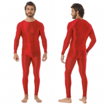 Mens Lingerie Sexy Bodysuit Glossy Stretchy Two-piece Set Sport Yoga Gym Outfits Crew Neck Long Sleeve T-shirt with Leggings