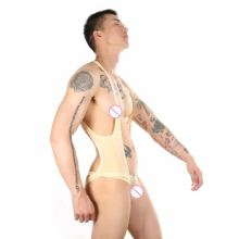 Mens Sexy Tights Mens Perspective Ice Silk Jumpsuit Sexy Mens Underwear