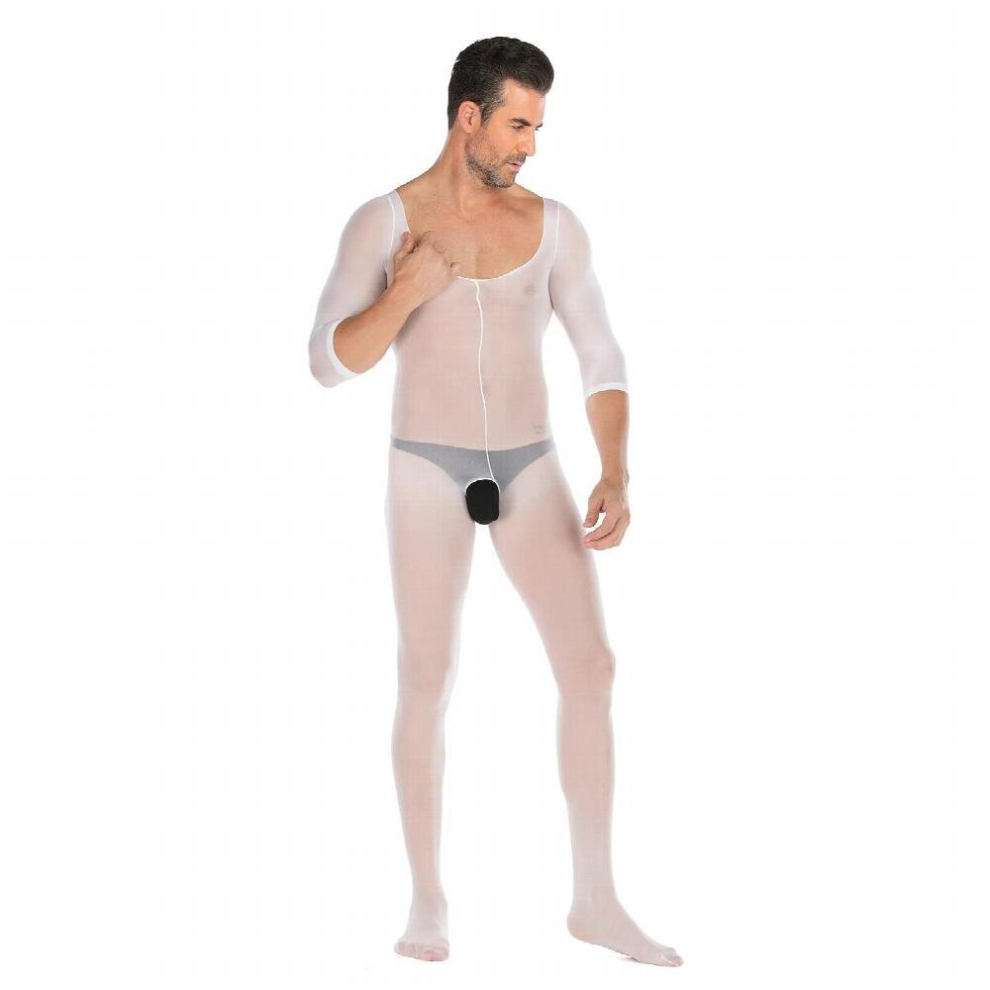 Sexy Body Lingerie Crotchless Bodysuit Mens Bodystocking Seamless Sleepwear Men Pantyhose Long Sleeves Underwear