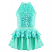 Sequins Ballet Tutu Dress Kids Girls Halter Contemporary Modern Jazz Latin Dance Ballerina Leotard Costume