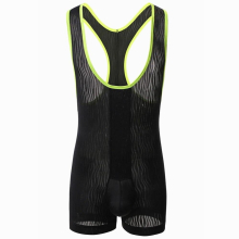 Mens Sport Bodysuit Sleeveless Tank Mesh Jumpsuits Wave Pattern Leotard Wrestling Singlet Boxer Underwear Athletic Supporters
