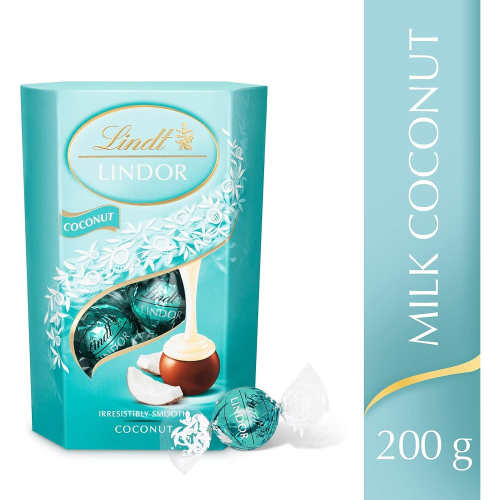 Lindt Lindor Coconut Milk Chocolate Truffles Box Approx 16 Balls 200 G Chocolate Truffle Smooth 0424