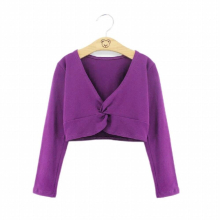 Girls Classic Ballet Long Sleeve Wrap Top Dance Shrug Sweater Crop Coat Kids Dancewear Cotton Warm Up Pullover for Leotards