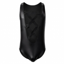 Faux Leather Bodysuits Men One-piece Shapers Patent Tight Erotic Catsuit Sleeveless Thong Leotard Gay Men Underwear