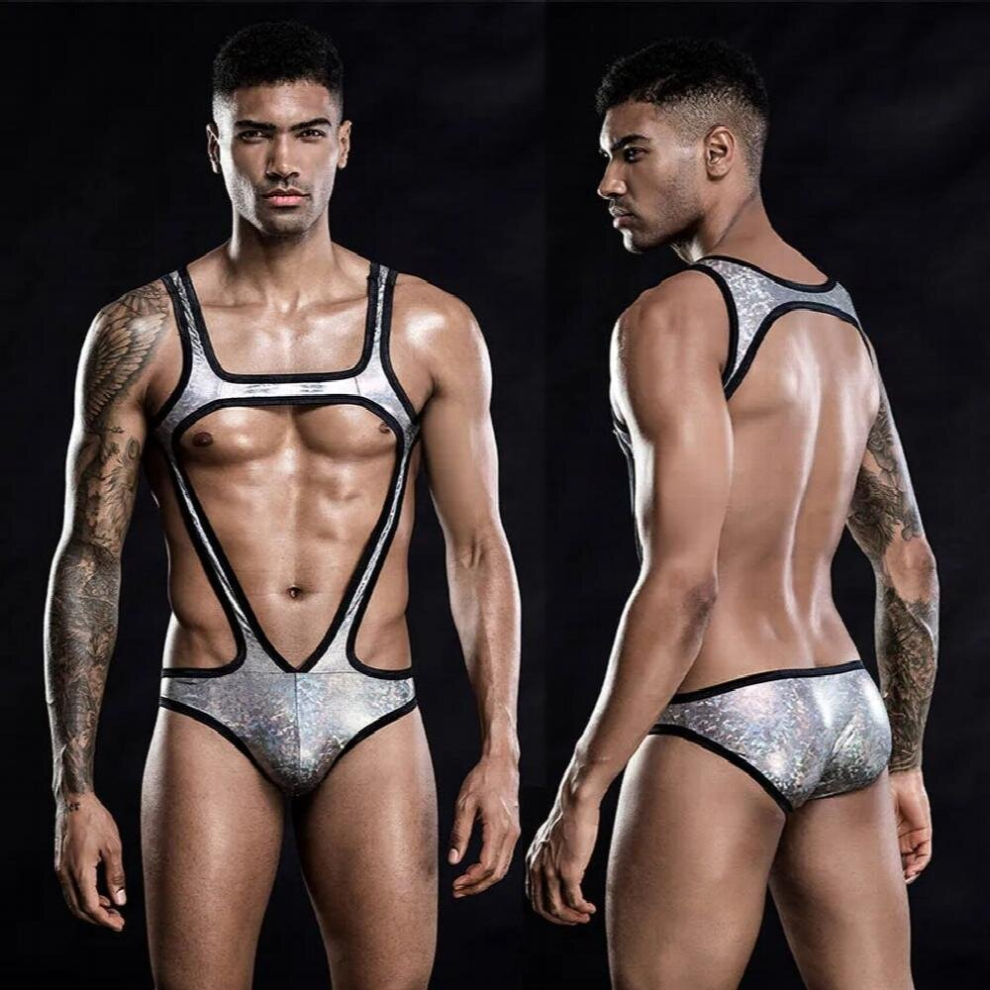 Sexy Mens Bodysuit Lingerie Hollow Out Underwear Erotic Catsuit Bodysuit Lingerie Porno Costumes Sexy Clubwear Outfits