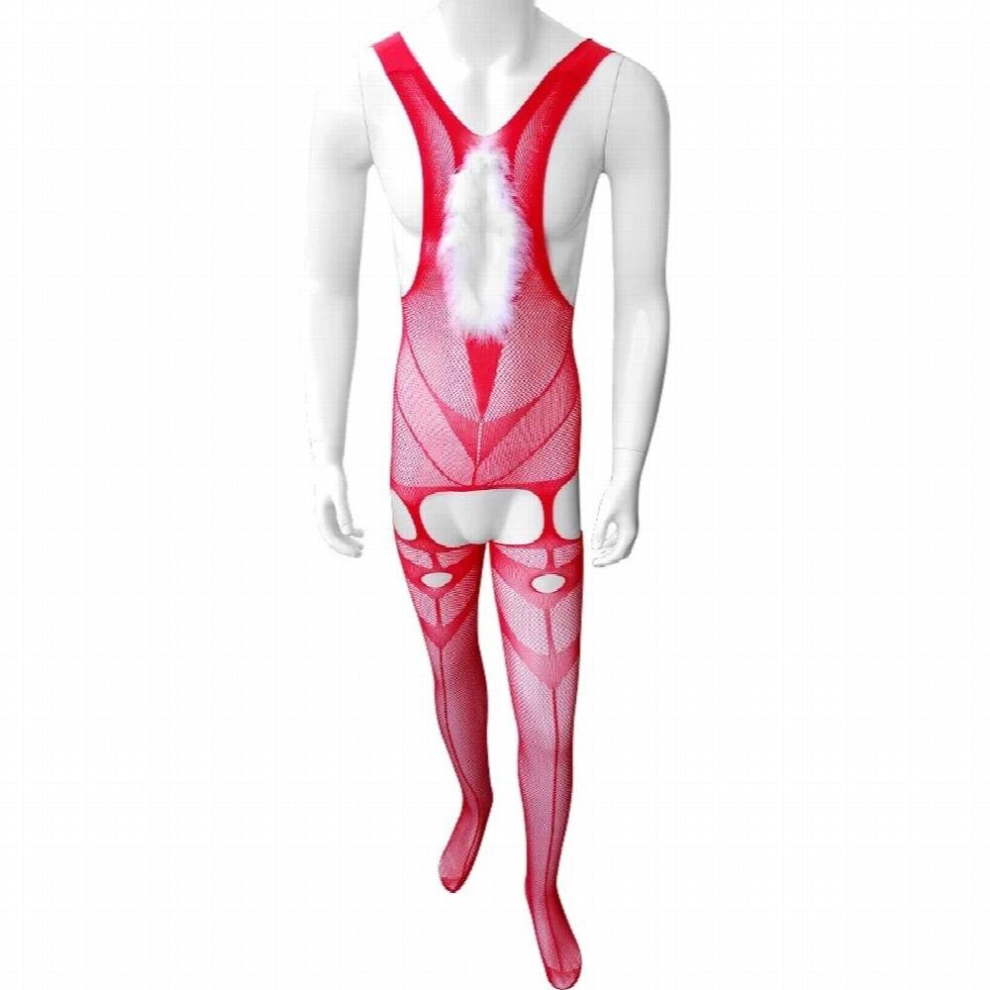 Red Sex Underwear Sissy Erotic Transparent Bodysuit Sexy Gay Teddy Lingerie Open Crotch Fishnet Bodystockings Men Sexy Costumes