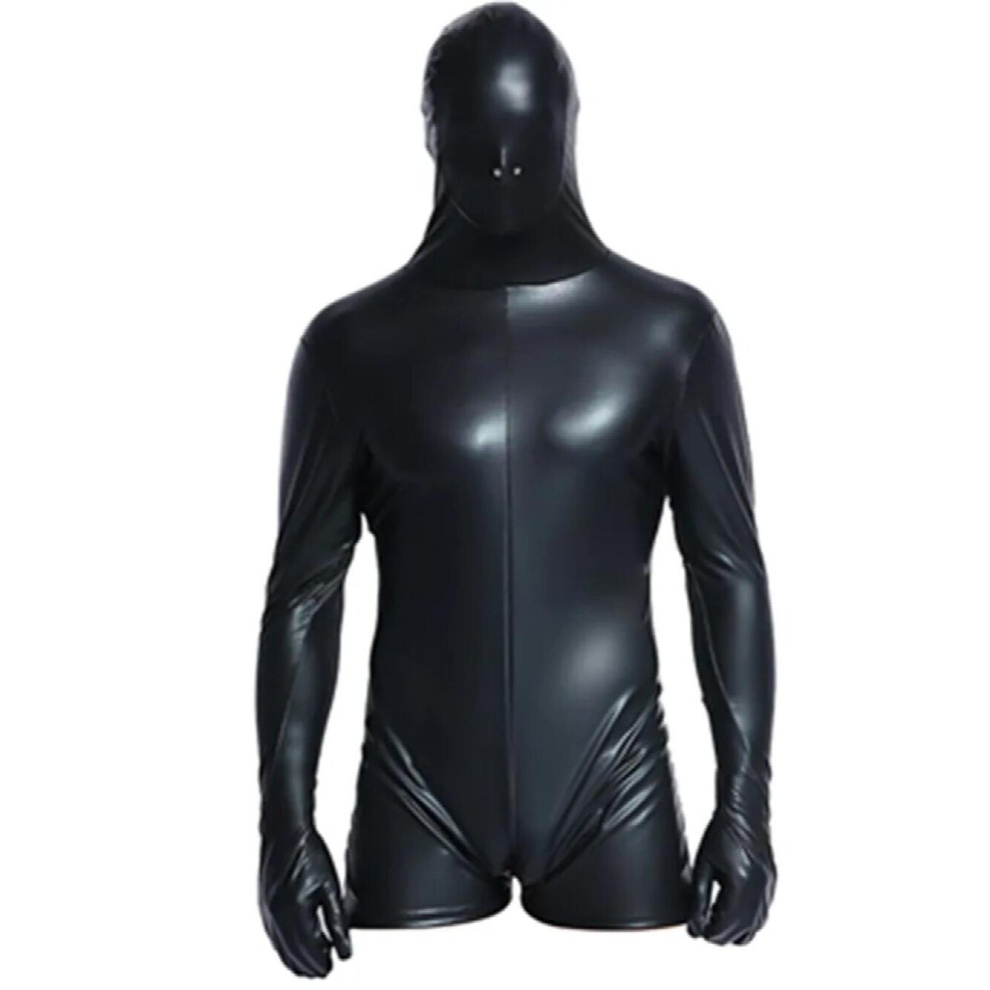 Black Men Sexy Wetlook Faux Leather Prisoner Catsuit Bodysuit Erotic Lingerie Zentai Gay Fetish Wear Pvc Jumpsuit Sexy Gay Clothes