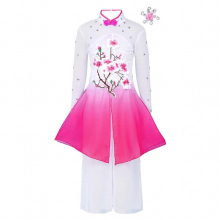 Kids Girls Yangko Dance Costumes Set Chinese Folk Dance Embroidered Classical Traditional Dance Clothes Outfits Dance Wear