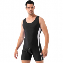 Mens One Piece Sleeveless U Neck Bodysuit Wrestling Singlet Weightlifting Leotard Jumpsuit Backless Unitard Bodycon