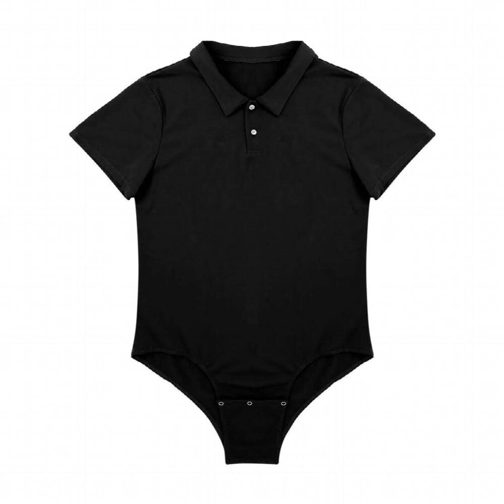 Adult ABDL Sexy Babies Gay Mens Lingerie Shirts Turn-down Collar Snap Crotch Jockstraps Shirt Bodysuit Romper Snappies Pajamas