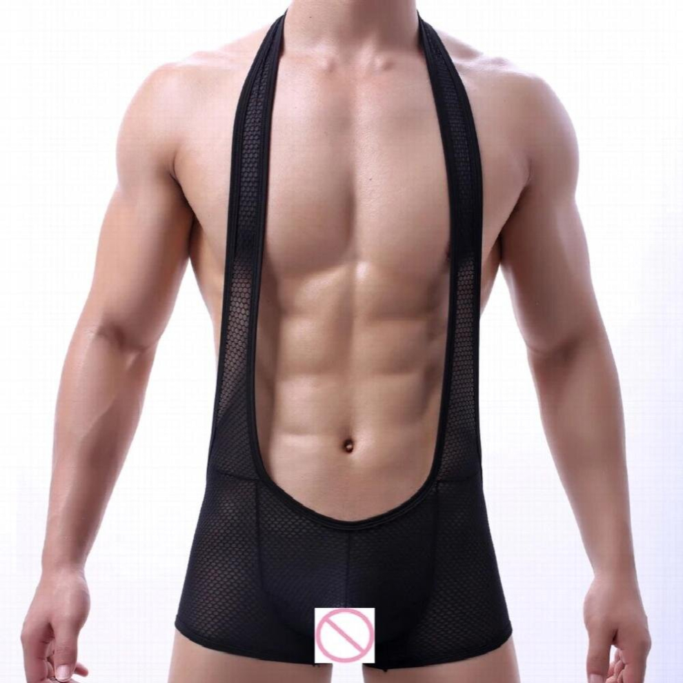 Black Arrival Novelty Sexy Men Mankini Thong Gay Underwear Lingerie Erotic Waiter Costume Bodysuit Lingerie Briefs Thong D4013