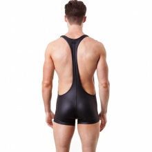 Male Sexy Fetish Mens Wet Look Boxer Briefs Lingerie Gay Fetish Wrestling Bodysuit Underwear Night Club Costume