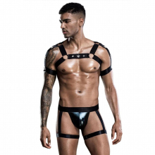 Sexy Mens Vest Bodysuit Lingerie Set Erotic Latex Catsuit Porno Bodies Costumes Sex Harness Belt Role Play Sleepwear