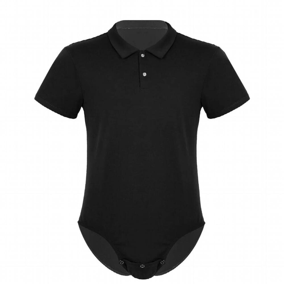 Sexy Mens Lingerie Short Sleeve Turn-down Collar Shirt Bodysuit for AB Role Players Hommes Gay Romper Diaper Bodysuits
