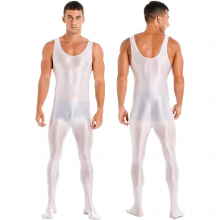 Mens Jumpsuit Sleeveless Full Body Bodysuit Catsuit Sports Gymnastics Workout Dancewear Fitness Swimwear Beachwear Bodystocking