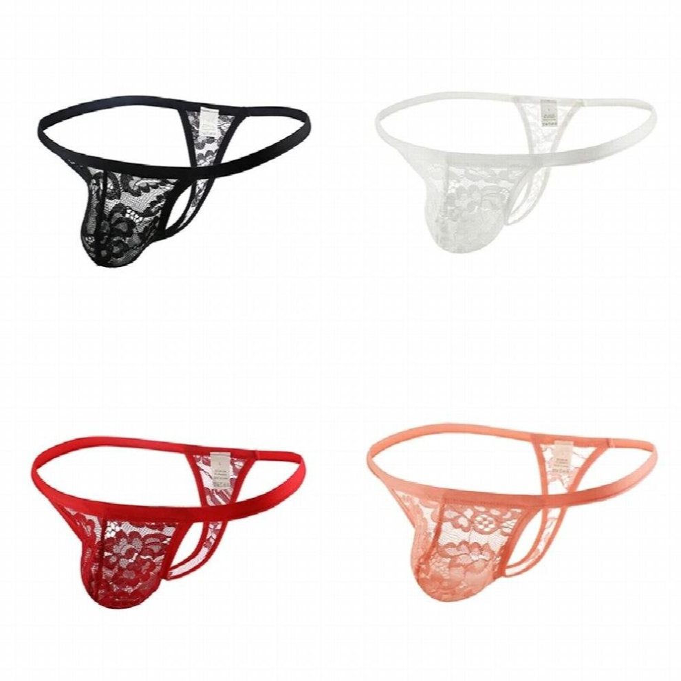 Multicoloured 4Pcs Sexy Male Thong See Through Mesh Briefs Transparent Exotic Lingerie Floral Lace Crossdressing Panties Hombre