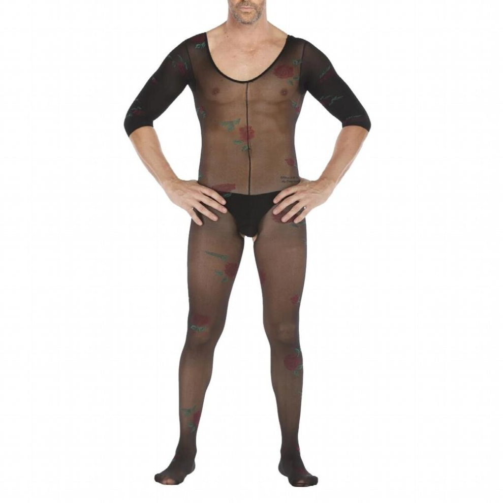 Mens See-through Mesh Bodystocking Crotchless Bodysuit Half Sleeve Sleeveless Leotard Sexy Lingerie Cut Out Skinny Catsuit