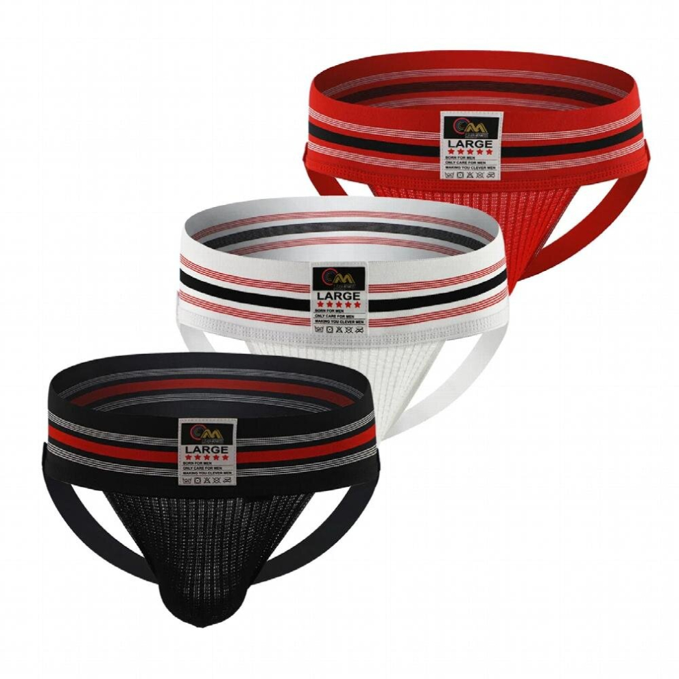 3x Sexy Underwear Men Penis Pouch Jockstrap Backless Wide Belt Thong G String Cotton Underpants hombre Open Butt